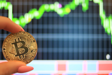 Binary options chart, trading statistics. Bitcoin and cryptocurrency investing. Concept with...