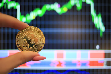 Binary options chart, trading statistics. Bitcoin and cryptocurrency investing. Concept with...