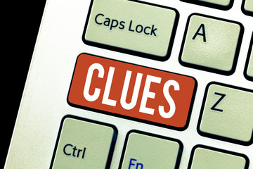 Handwriting text Clues. Concept meaning Piece of evidence information Fact Idea that serves as a...