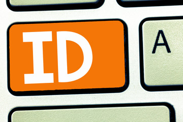 Handwriting text writing Id. Concept meaning A card or document that serves to identify a demonstrating Proof of identity.