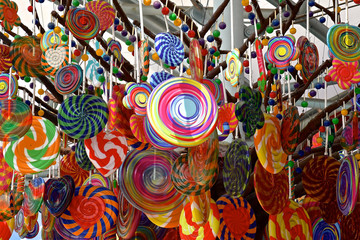 Fototapeta na wymiar Masses of colourful lollies and candies