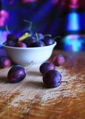 Fresh plums. Autumn harvest.