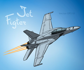 Fototapeta American jet fighter aircraft. Vector freehand draw obraz
