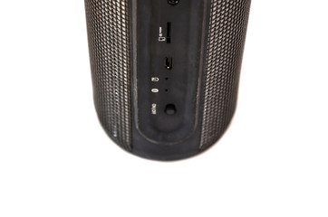 Obraz premium bluetooth column on a white background. Black, portable column isolated on a white background.