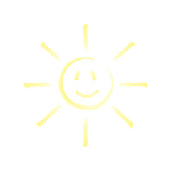 Sun drawing isolated on white background. Sun icon vector illustration