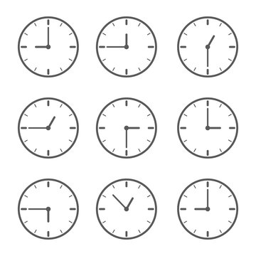 Clock icon set. Linear clock icon. Vector illustration