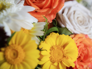 Beautiful Bouquet of flowers of roses, lilies, gerberas