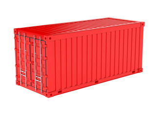 Shipping freight container. Red intermodal container. 3d rendering illustration