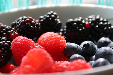fresh blueberries and raspberries