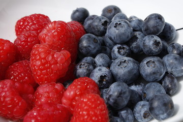 fresh blueberries and raspberries