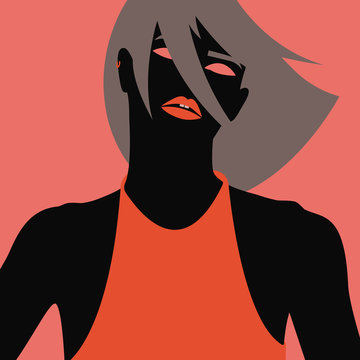 Portrait of a woman with a red top