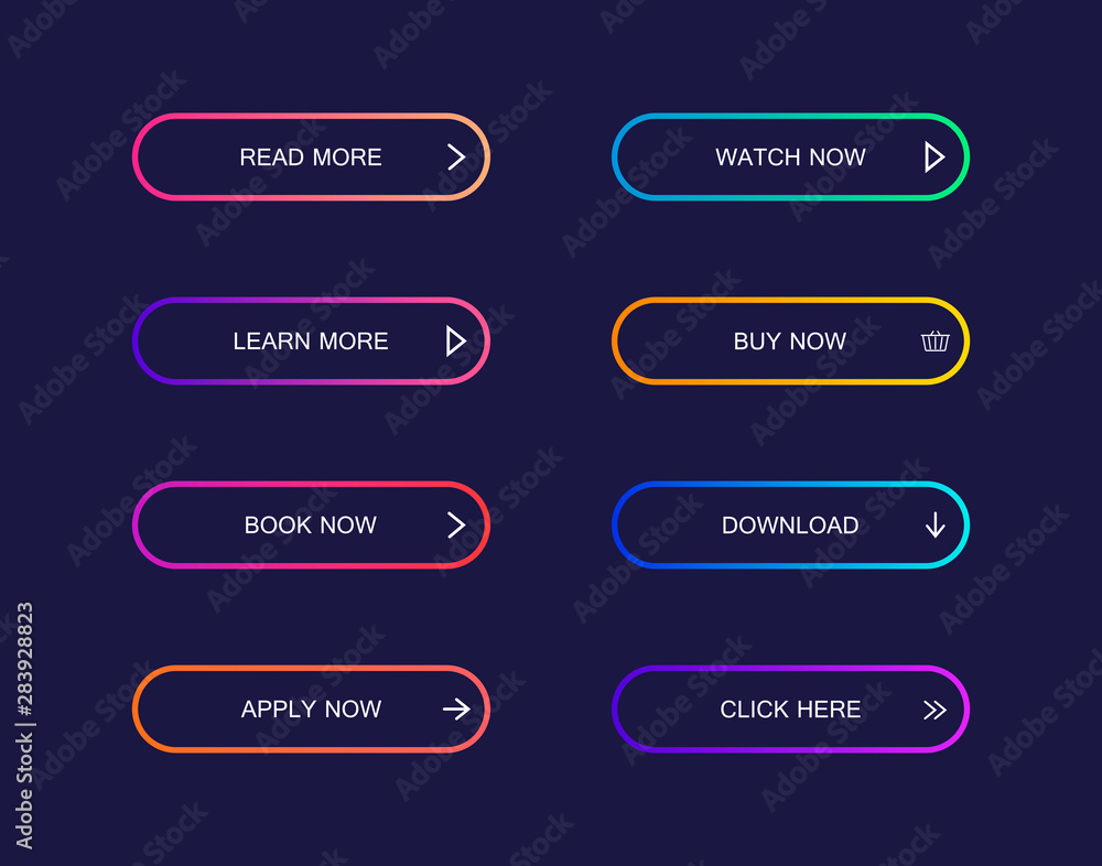 Poster set of modern material style buttons for website, mobile app and infographic . different gradient co