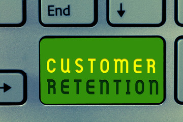 Word writing text Customer Retention. Business concept for Keeping loyal customers Retain many as possible.
