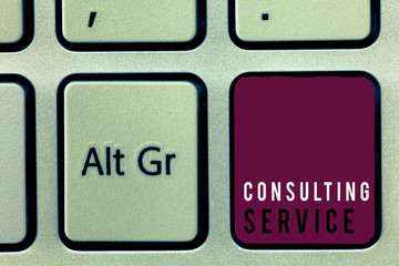 Text sign showing Consulting Service. Conceptual photo Experts that offers knowledge to a third...