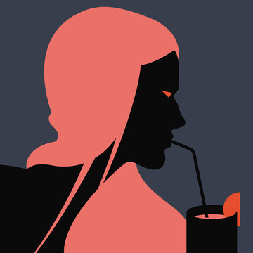 Silhouette of woman with long hair