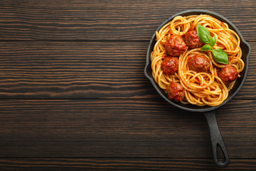 Meatballs pasta in tomato sauce