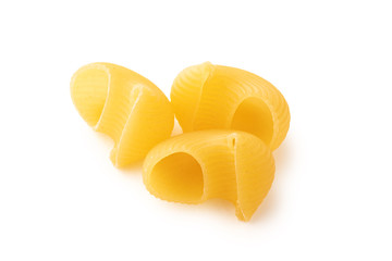 Group of Pipe rigatte shape of pasta on white background isolated