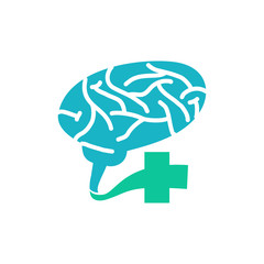 Brain Logo template Think idea concept Brainstorm power thinking icon