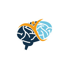 Brain Logo template Think idea concept Brainstorm power thinking icon