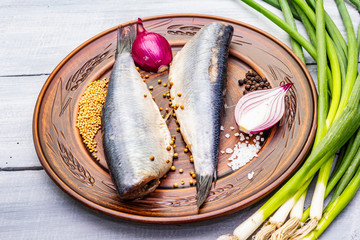 Traditional Norwegian slightly salted herring