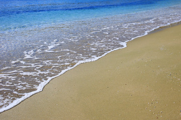 Wave on sandy beach background