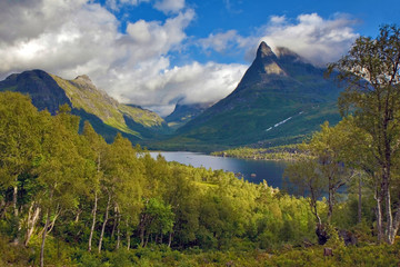 Nature Park with mountains and lake, Norway