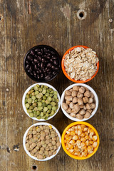 Obraz na płótnie Canvas jars with beans grains