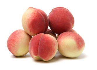 ripe peach on white background 