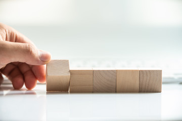 Building Blocks on table with white background