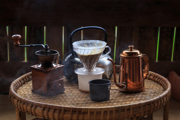 Obraz na płótnie Canvas set of drips coffee,Coffee making
