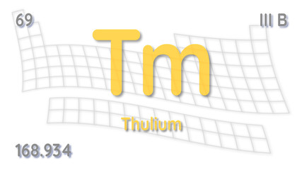 Thulium chemical element  physics and chemistry illustration backdrop