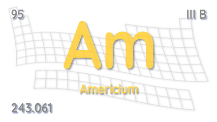 Americium chemical element  physics and chemistry illustration backdrop