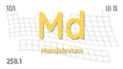 Mendelevium chemical element  physics and chemistry illustration backdrop