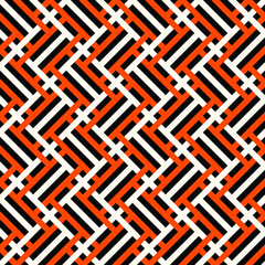 Intertwined Orange White Lines Architectural Seamless Pattern