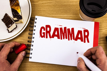 Conceptual hand writing showing Grammar. Business photo showcasing System and Structure of a...