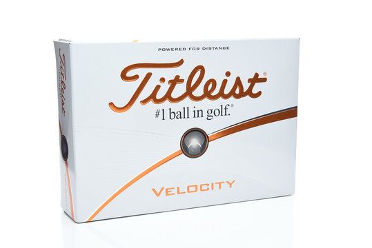 IRVINE, CA - MAY 31, 2017: Titleist Velocity Golf Balls. Produced by the Acushnet subsidiary of Fila, and headquartered in Fairhaven, Massachusetts.