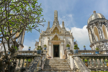 Fototapeta na wymiar Wechayan Wichien Prasat Palace at Phra Nakhon Khiri Historical Park in Petchaburi,Thailand. 