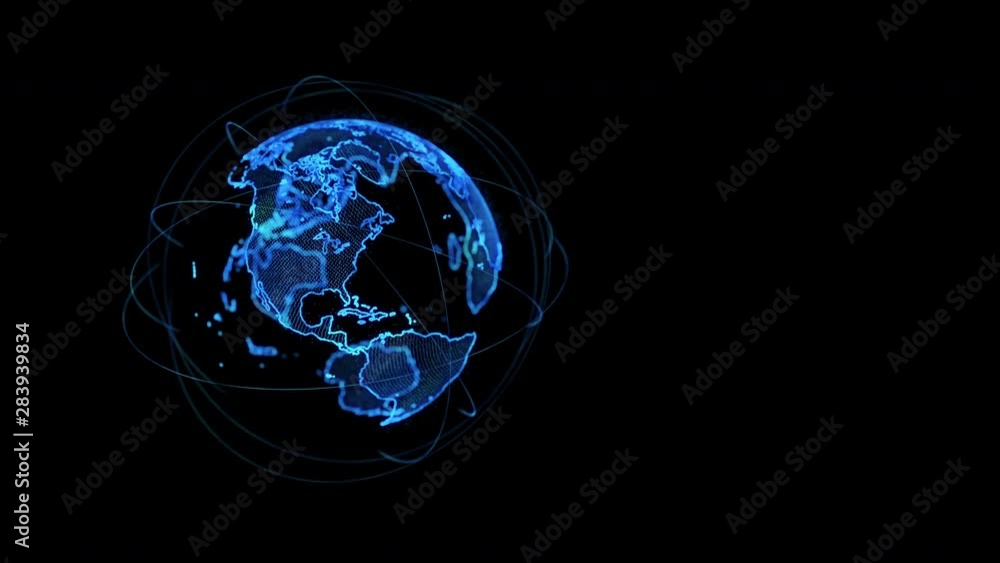Poster global communication network concept. planet earth in cyberspace.