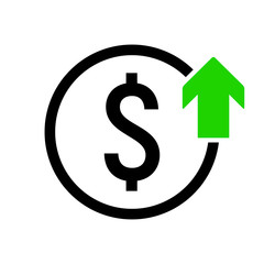 Obraz premium Dollar Up. Symbol value increase icon.