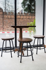 Wooden stool seat and table