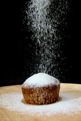 icing sugar falling  on  Banana