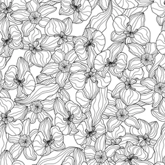Fototapete Orchidee Nahtloses Muster von Orchideen, Vektor