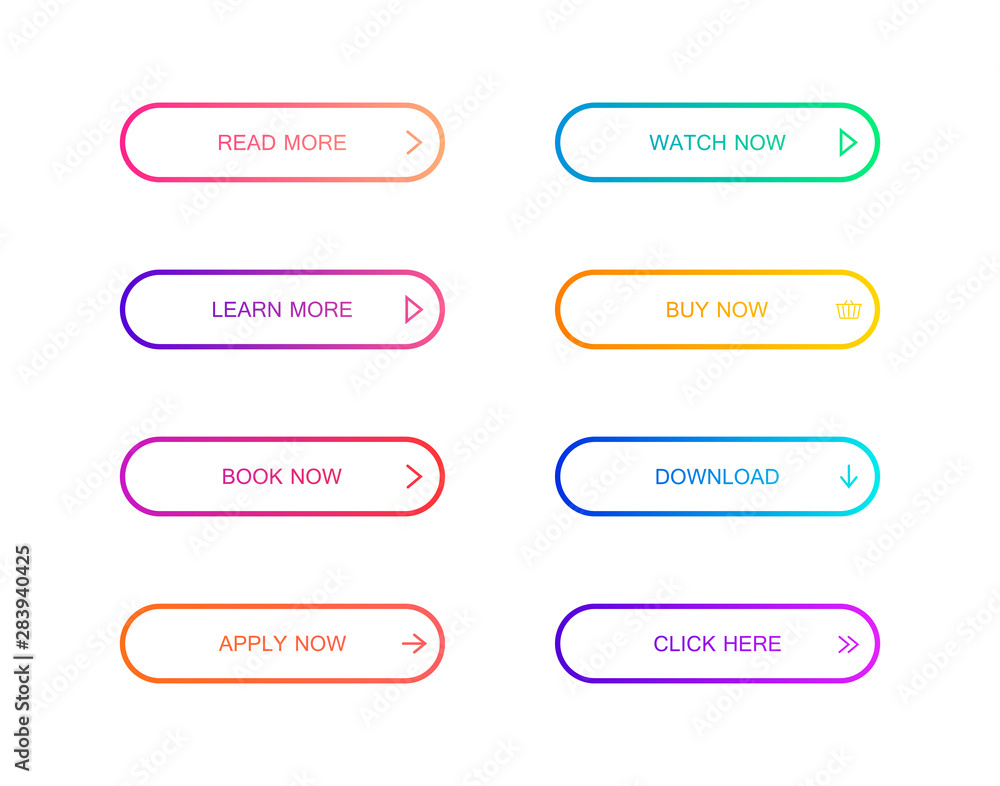 Poster set of modern material style buttons for website, mobile app and infographic . different gradient co