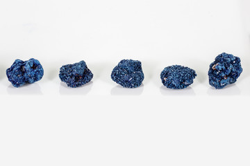 Macro mineral stone Malachite and Azurite against white background