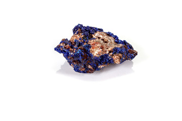Macro mineral stone Malachite and Azurite against white background