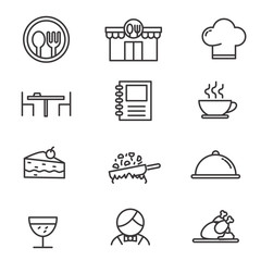 Set of restaurant related icon line design. Restaurant related vector illustration with simple line design 