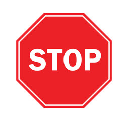Red Stop Sign isolated on white background- illustration.