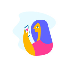 Woman getting likes in the social network.