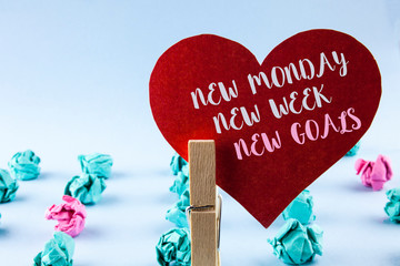 Handwriting text New Monday New Week New Goals. Concept meaning next week resolutions To do list...