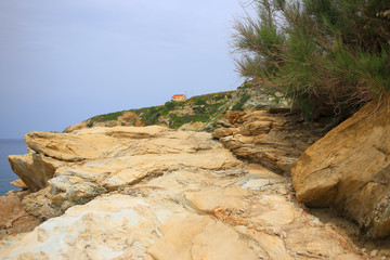 Fototapeta na wymiar Background with big stones, Greece
